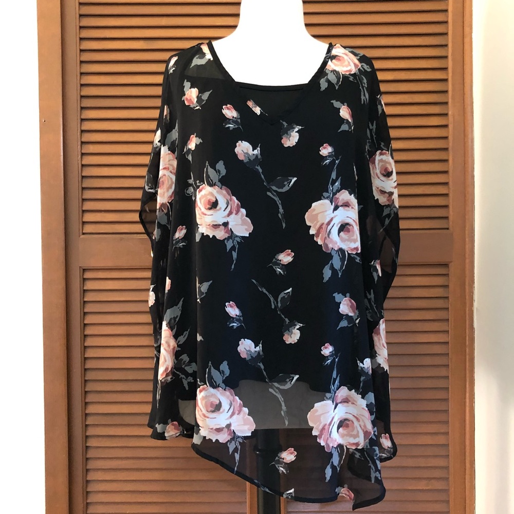 Lane Bryant floral asymmetrical top 22/24
